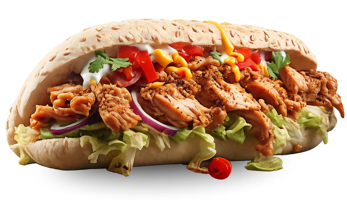 Sandwich poulet crudites
